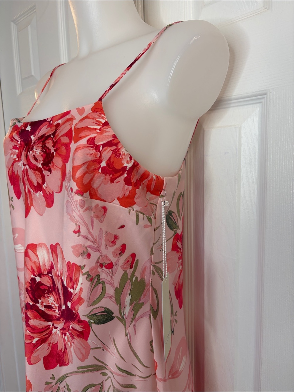 Calypso St Barth Floral Pink Spaghetti-Strap Slip  Maxi Dress Feminine Glam M - Picture 4 of 15